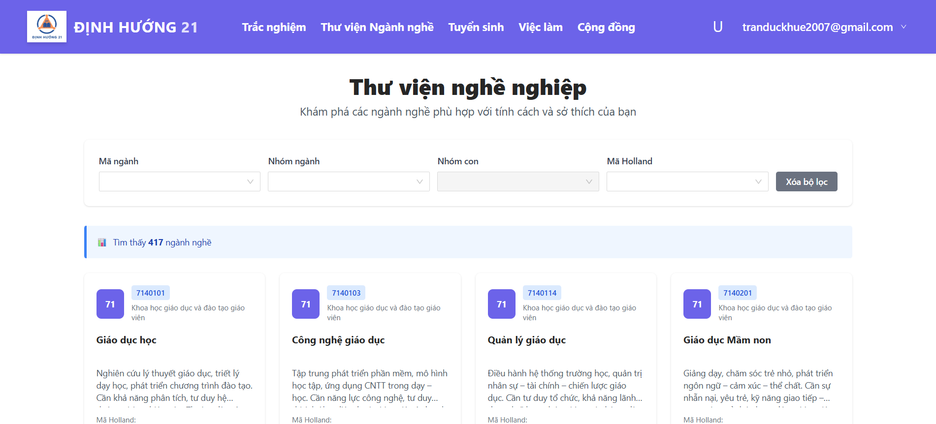 Giới thiệu nền tảng Định Hướng 21